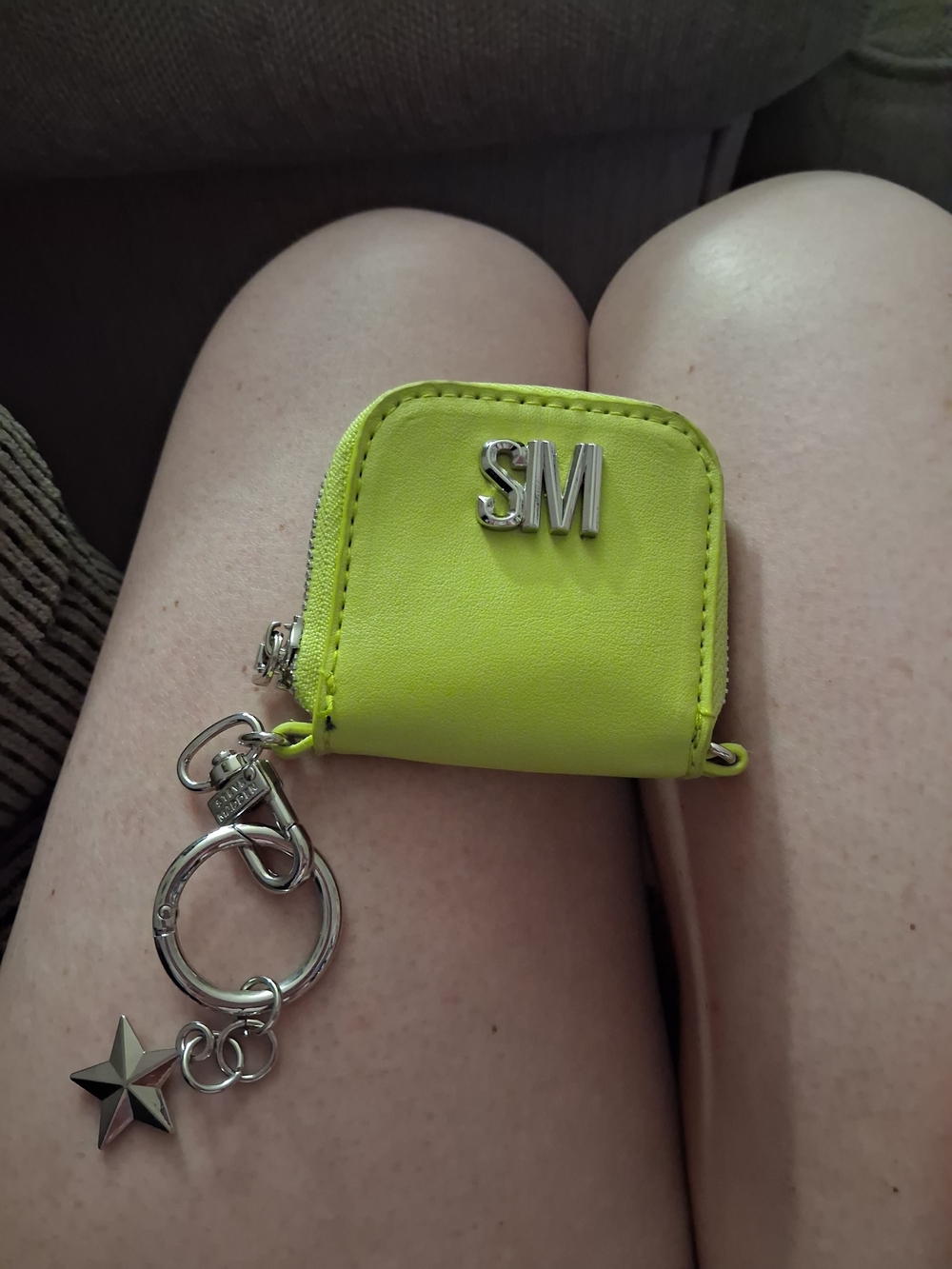 SM Neon Yellow Mini Zip Keychain Pouch